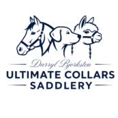 Darryl Bjorksten Ultimate Collars Saddlery logo with horse, dog, and cat illustrations.