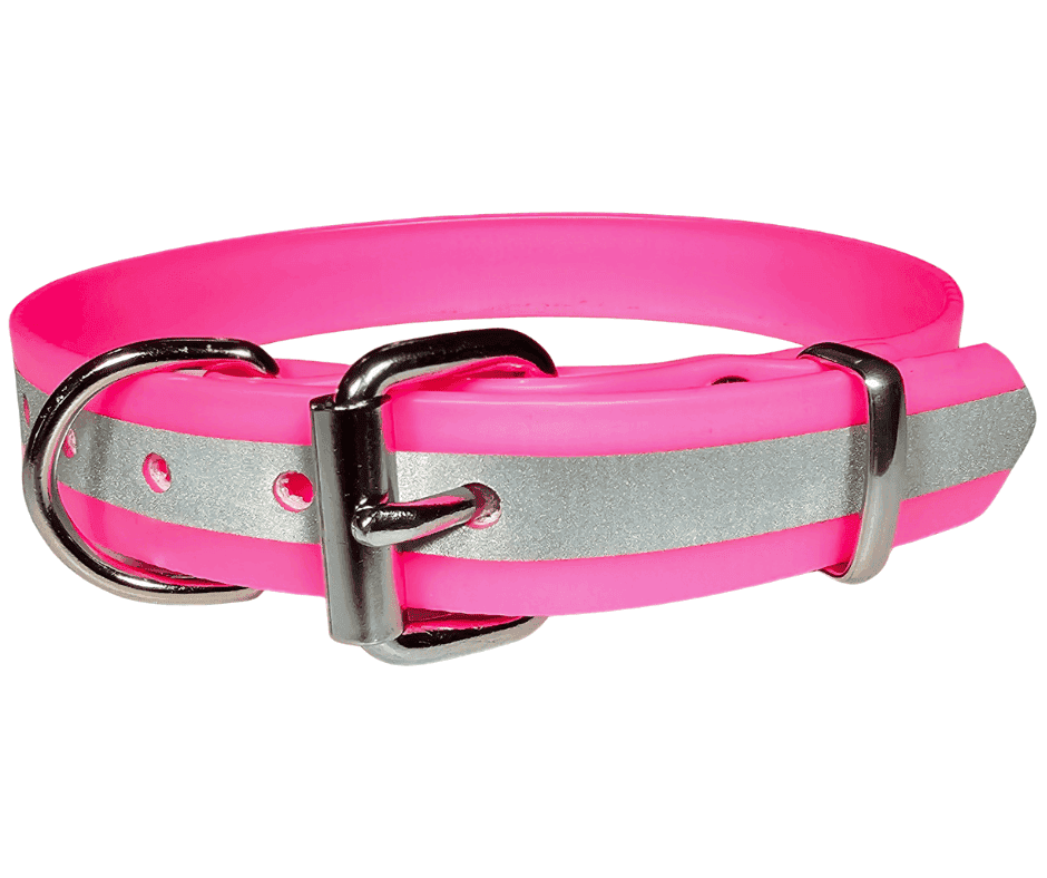 working dog collar reflective biothane pink