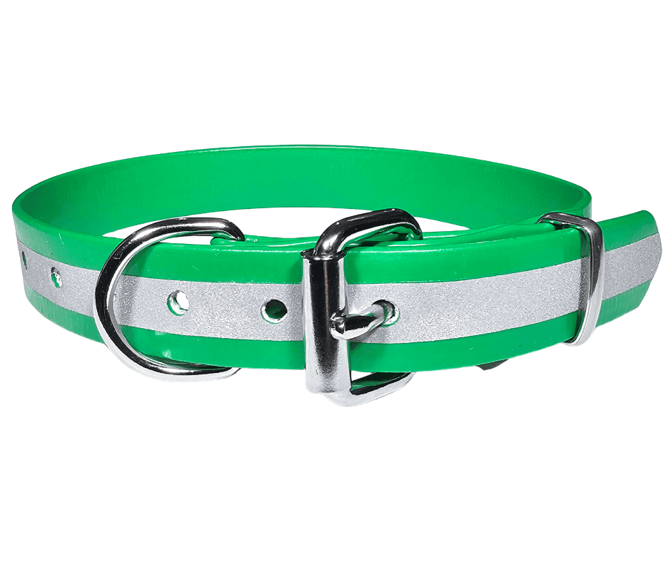 working dog collar reflective biothane green