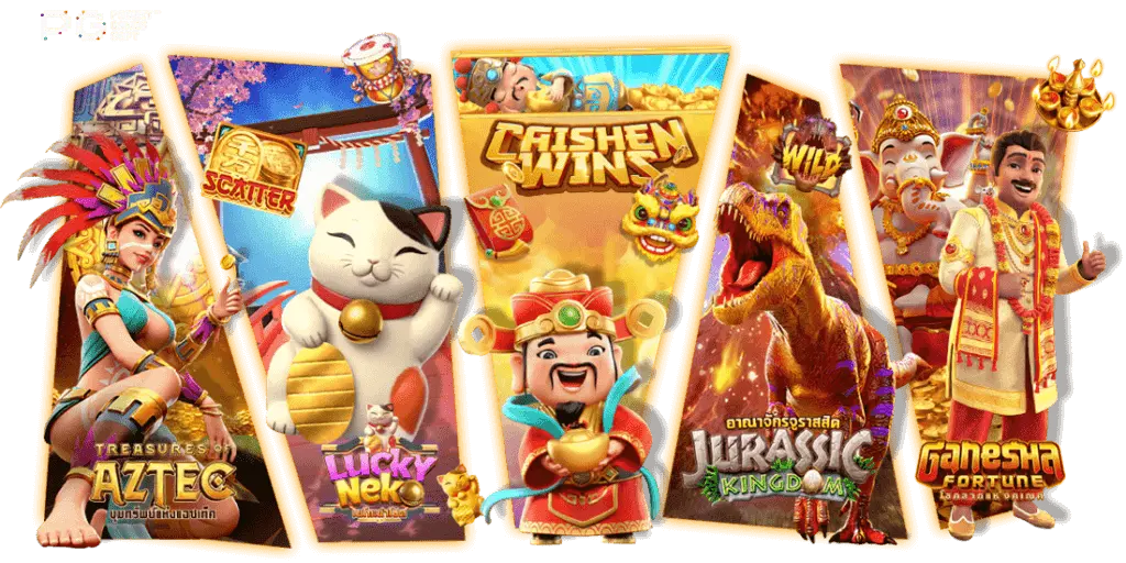 รวมเกมสล็อต PG ยอดฮิต Lucky Neko, Caishen Wins, Jurassic Kingdom