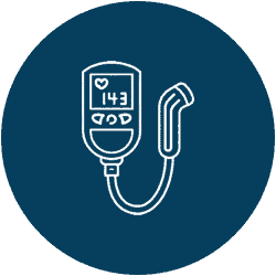 Blood pressure monitor with cuff for heart health assessment.