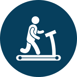 Exercise treadmill with a motivational icon for heart health.