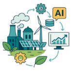 Renewable energy with AI integration illustration.