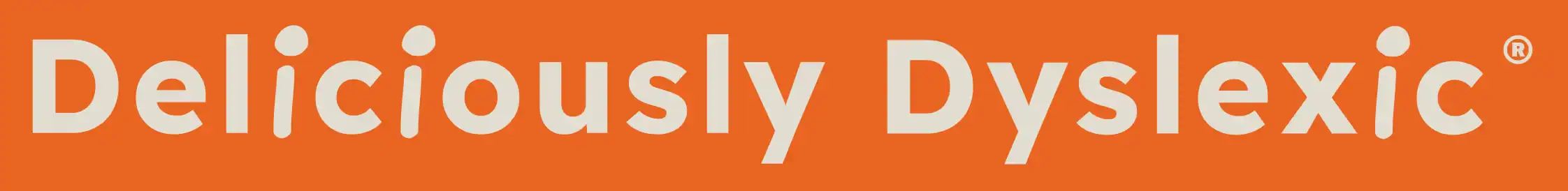 Deliciously Dyslexic logo on orange background