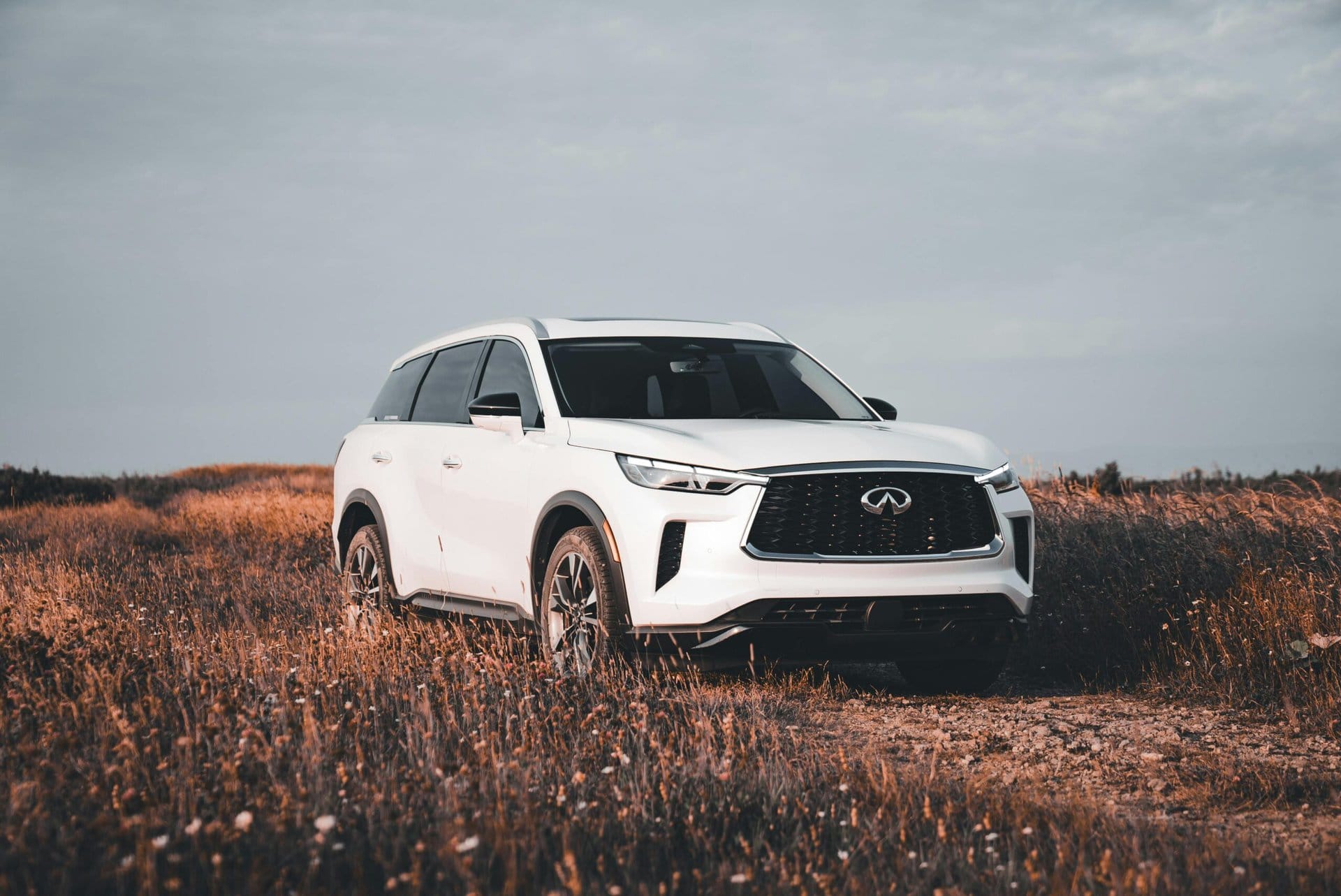 Infiniti SUV parked outdoors, showcasing vehicle maintenance and detailing services at Del Mar Car Care.