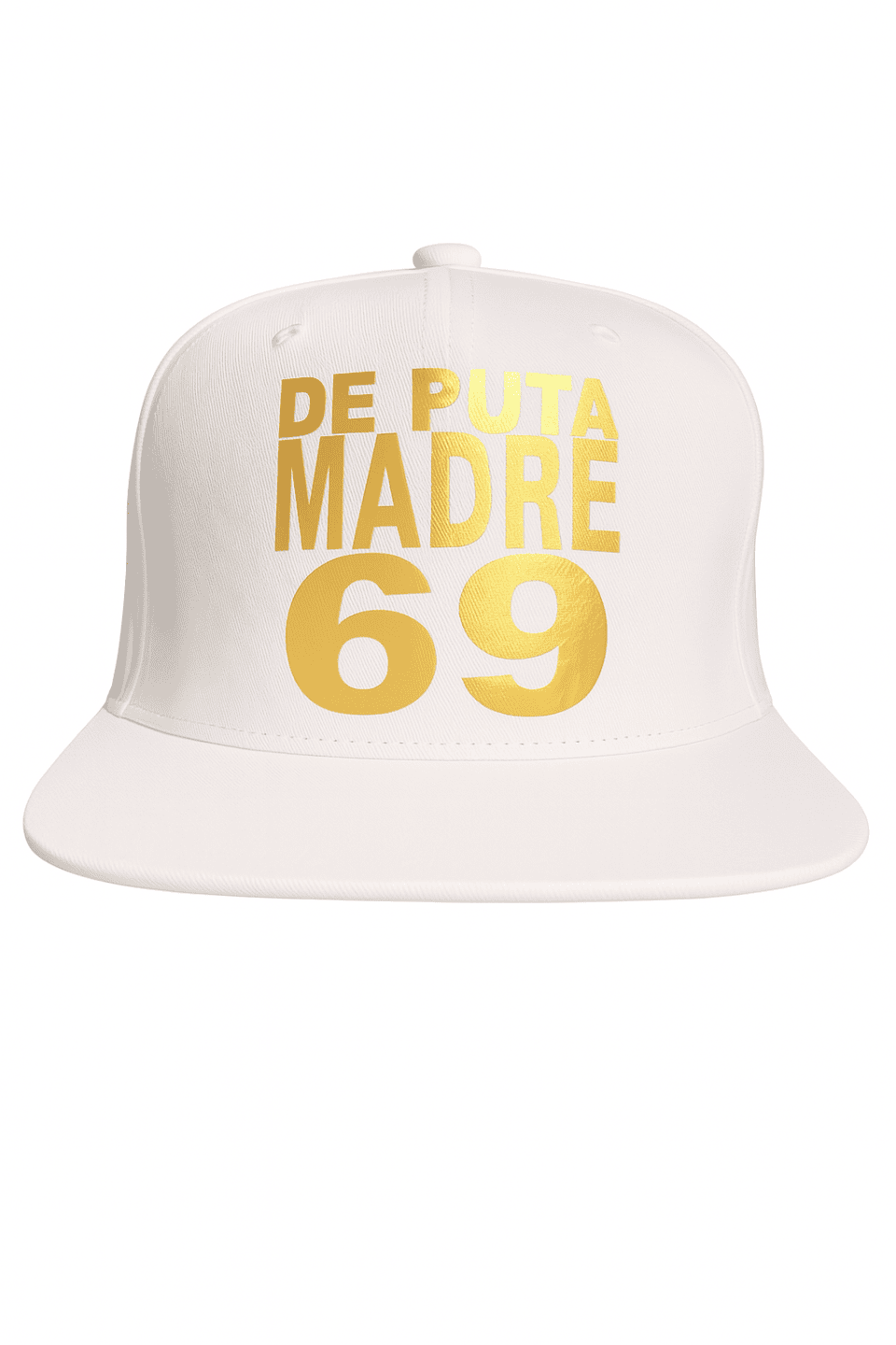 De puta madre 69 bold Italian streetwear baseball cap with gold lettering.