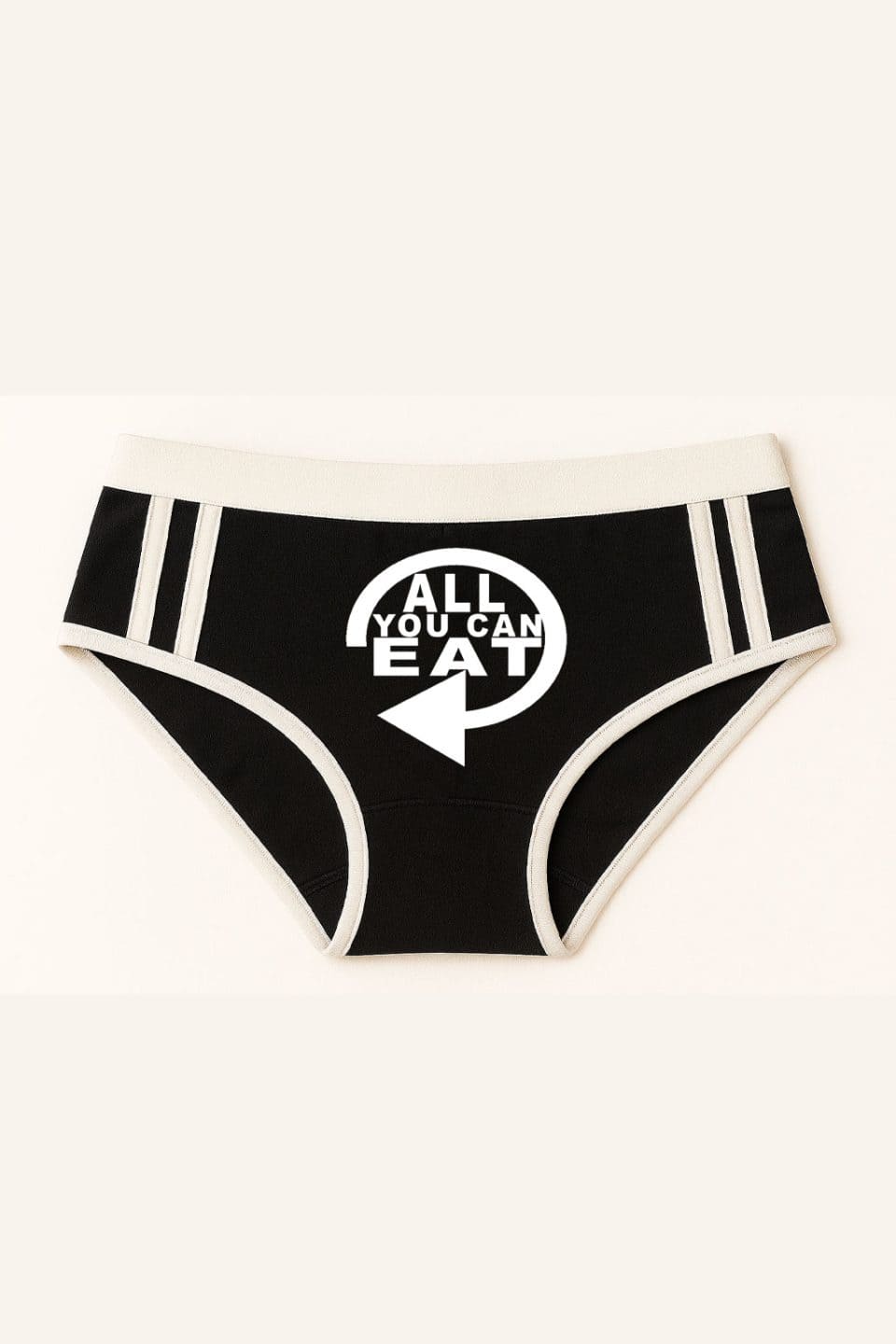 De puta madre streetwear underwear with graphic print, bold Italian casual fashion, all you can eat slogan design.