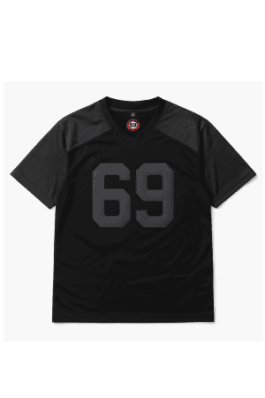 Oversized Football Jersey – Black Embroidered Design