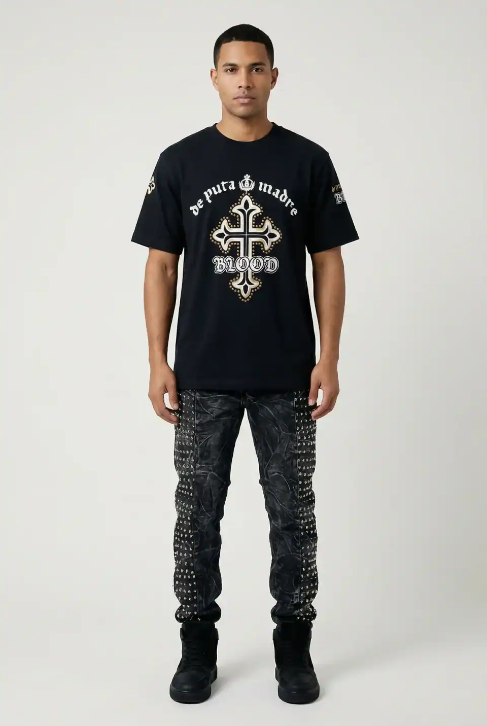 De Puta Madre 69, made in Italy, streetwear, crew neck T-shirt with bold graphic design.