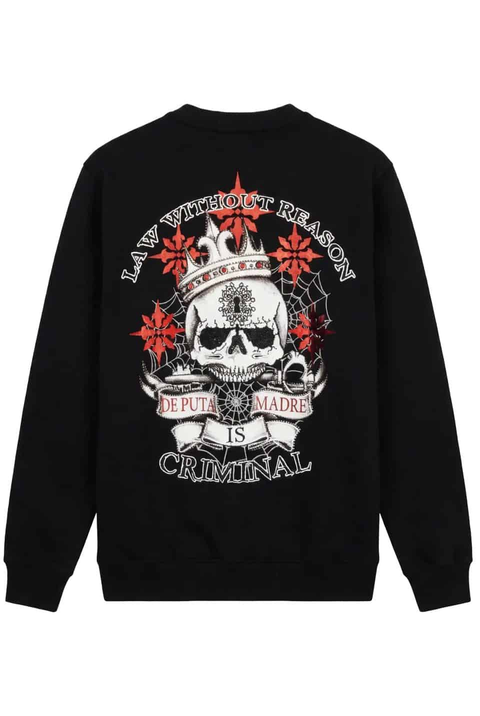 Crewneck Sweatshirt “Law Without Reason” Skull Graphic