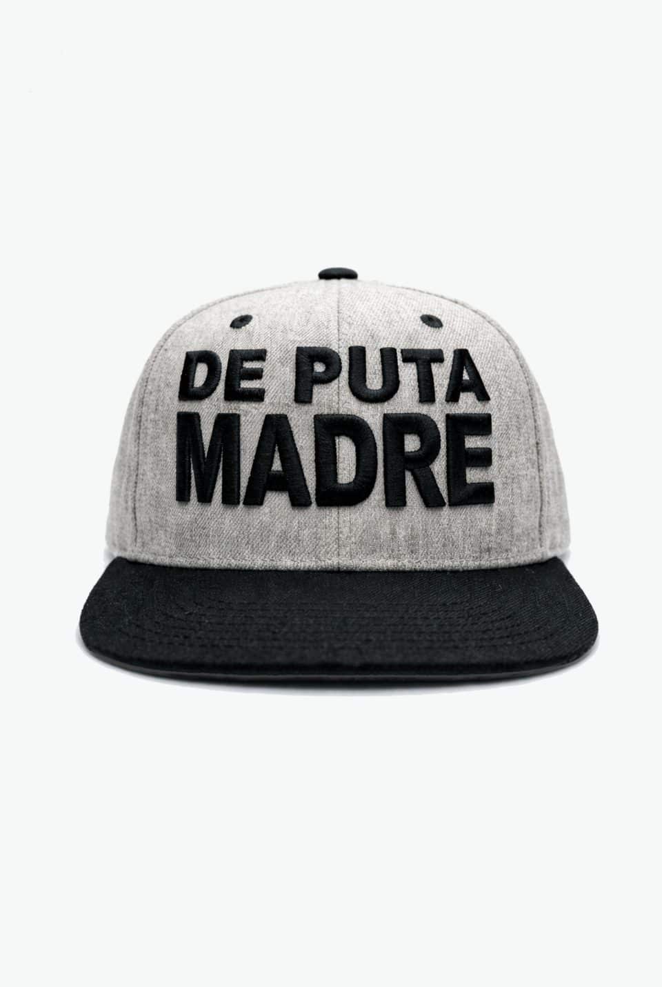 3D Puff Embroidery Flat Visor Cap Grey Black