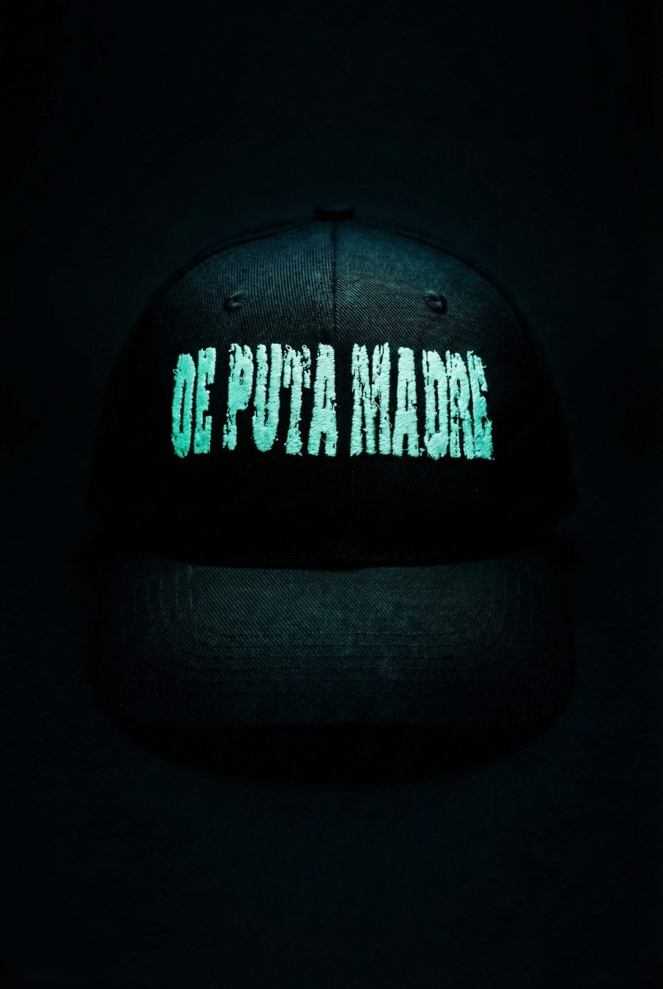 De Puta Madre 69 made in Italy streetwear glow-in-the-dark embroidered snapback cap.