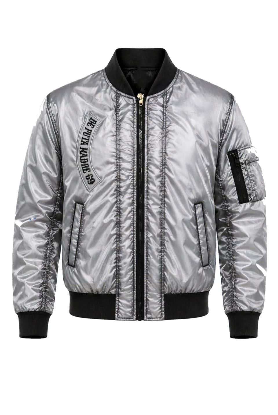 Silver Oversized Bomber Jacket – Premium Metal Finish