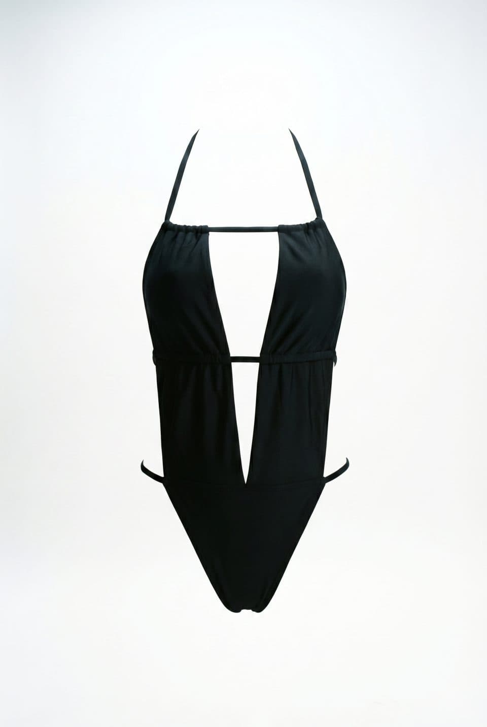 Women’s Black Cut Out One Piece Swimsuit Deep V Sexy Elegant Design