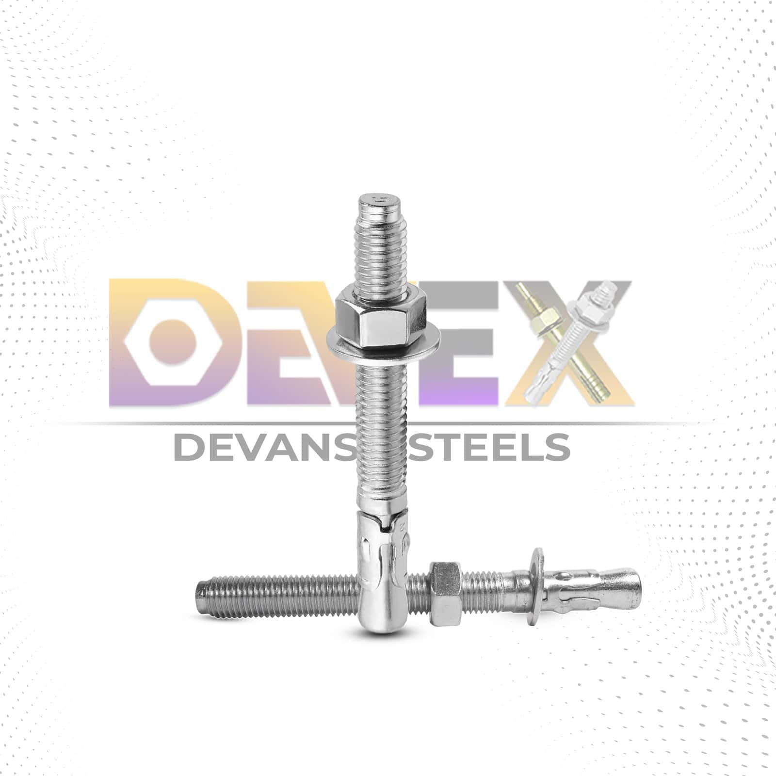 Wedge anchor bolt used for heavy-duty fastening in construction projects.