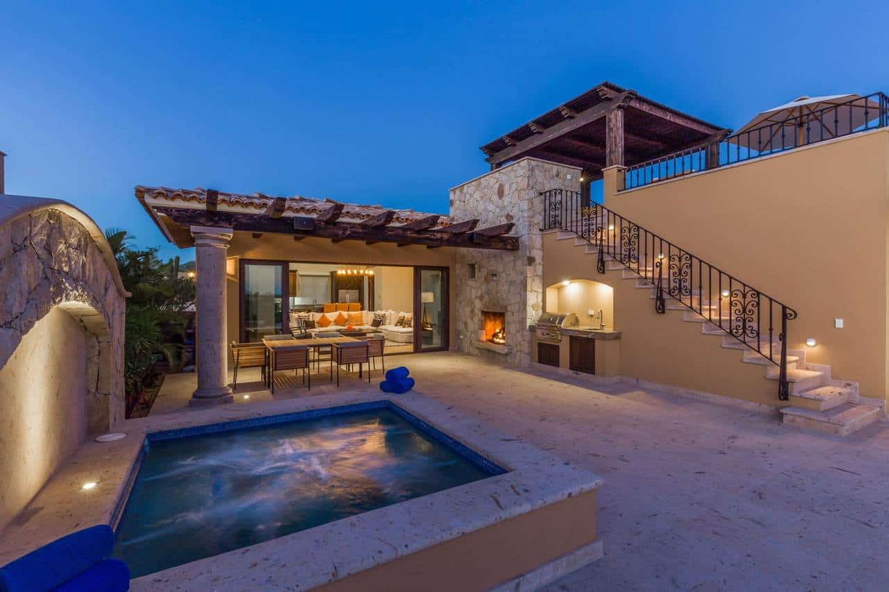 Diamante Cabo San Lucas Luxury Villa With Pool And Ocean View At Sunset.