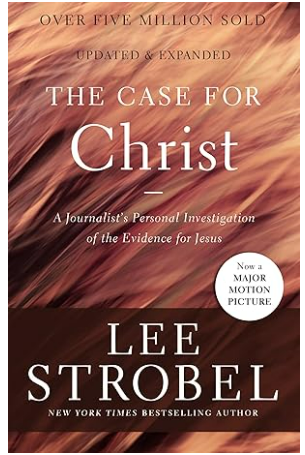 book cover of The Case for Christ by Lee Strobel featuring red and gold tones with investigative typewriter motif