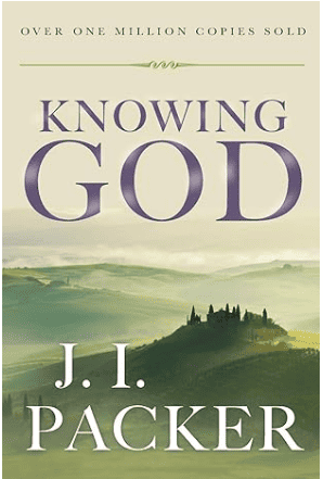 book cover of Knowing God by J. I. Packer featuring blue and gold design with classic typography symbolizing wisdom and divine intimacy