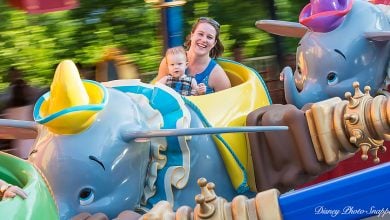 Woman baby Dumbo Ride