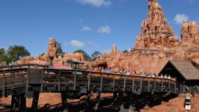 Guests riding Big Thunder Mountain Railroad at Magic Kingdom in Disney World