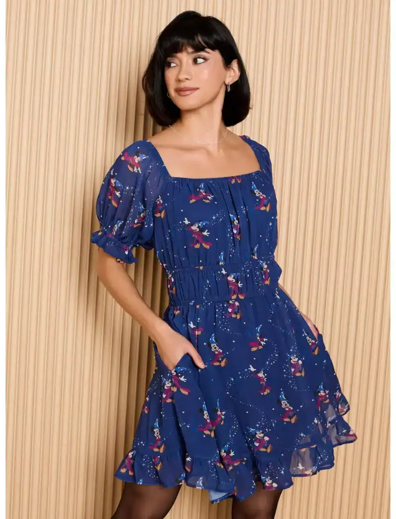Disney Mickey Mouse casual dress for women, cheerful Disney-inspired print, perfect for fans.