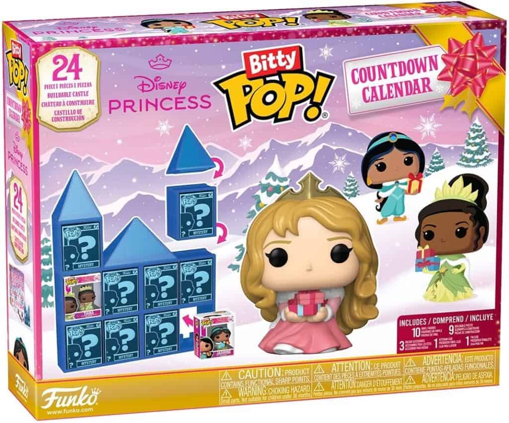 Disney Princess countdown calendar with mystery figures and playset.