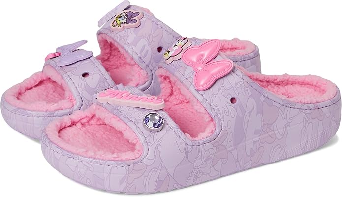 Cute pink Disney bunny slippers with plush interior, character accents, and playful design for children.