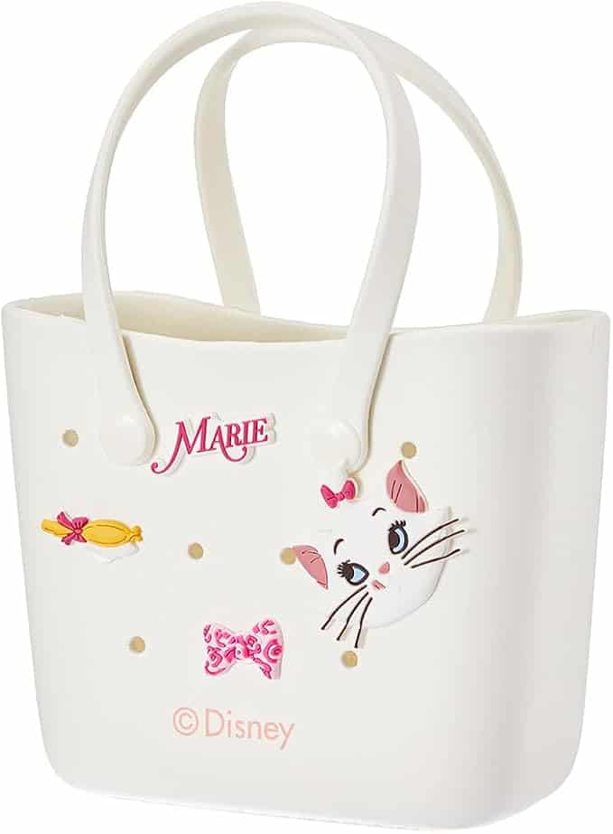 Marie cat tote bag with pink bow, pom-poms, and candy design, perfect for Disney fans and casual outings.