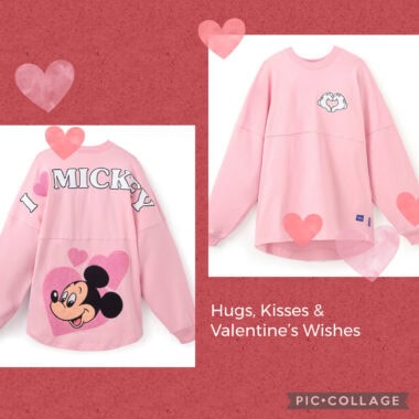 Cute pink Disney Mickey and Minnie Valentine’s Day sweatshirt. Perfect for fans of Disney fashion and casual wear.