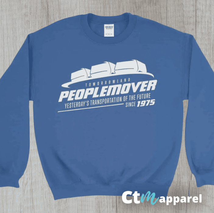 PeopleMover Disney sweatshirt, transport, futuristic, casual, graphic tee, Disney apparel, cozy clothing, souvenir.