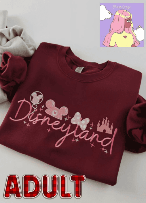 Disneyland adult hoodie featuring Disney princess prints and castle graphic, ideal for Disney fans.