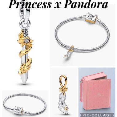 Disney Princess Pandora charm bracelet with sparkling details and intricate design.