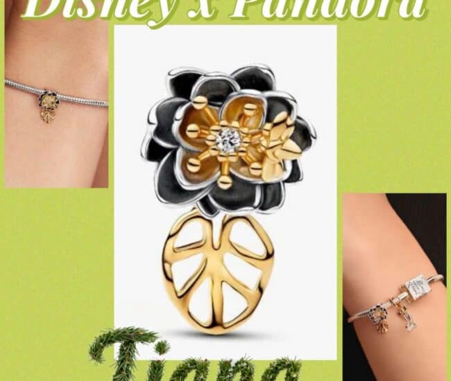 Elegant Pandora charm bracelet featuring Disney-inspired charms, perfect for Disney fashion lovers.