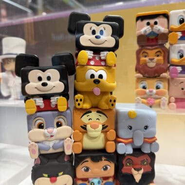 Disney plush and vinyl toys featuring Mickey, Minnie, Winnie the Pooh, Tigger, and more.