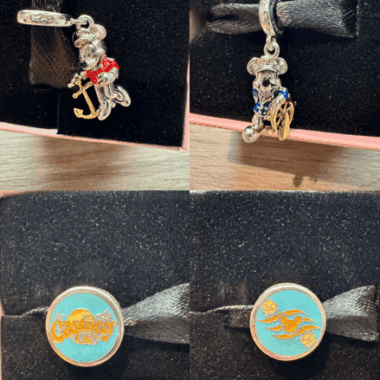Mini Mickey Mouse anchor and surfing charms for Disney fans.