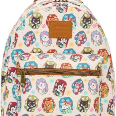 Backpack with colorful Disney mouse character print for St. Patrick's Day celebrations.