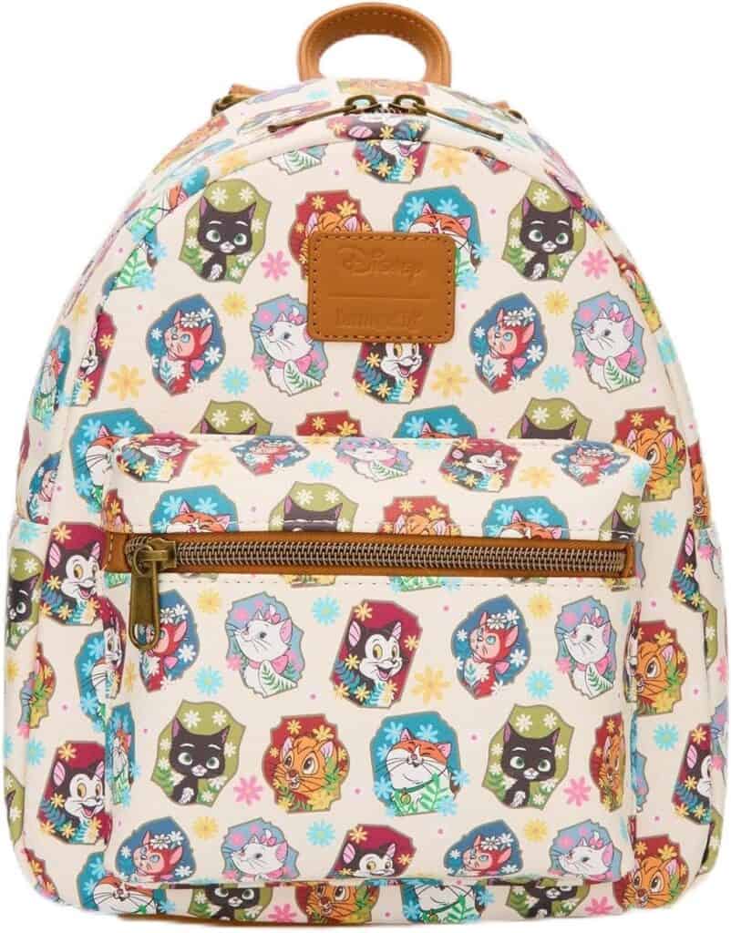 Backpack with colorful Disney mouse character print for St. Patrick's Day celebrations.