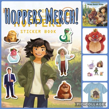 Hoppers merchandise sticker book featuring characters from Disney's Hoppers. Perfect for fans and co.