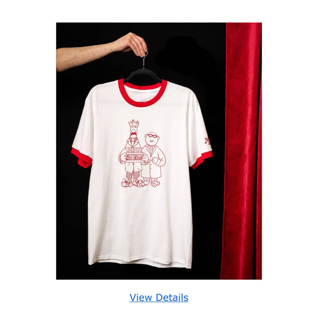 White Disney Christmas T-shirt featuring Mickey and Minnie with holiday designs.