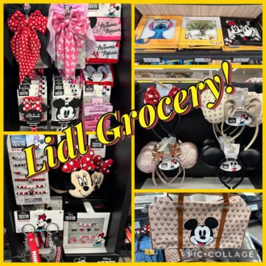 Colorful Minnie Mouse headbands, jewelry, and bags on display.