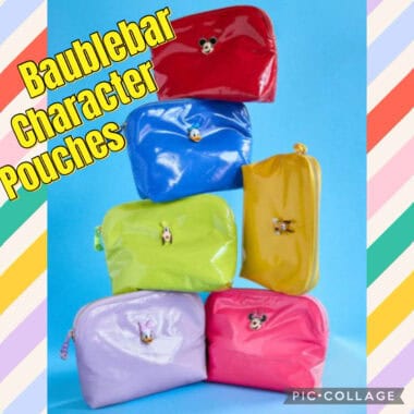 Colorful Baublebar character pouches for Disney fans.