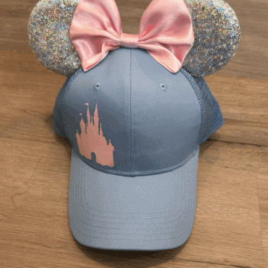 Princess castle and mouse ears baseball cap for Disney fans.