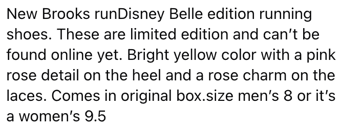 New Brooks Disney Belle edition running shoes with pink rose details and lace charms.