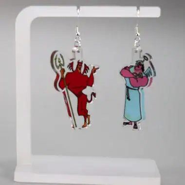 Disney villain earrings featuring Hades and Ursula from Disney movies.