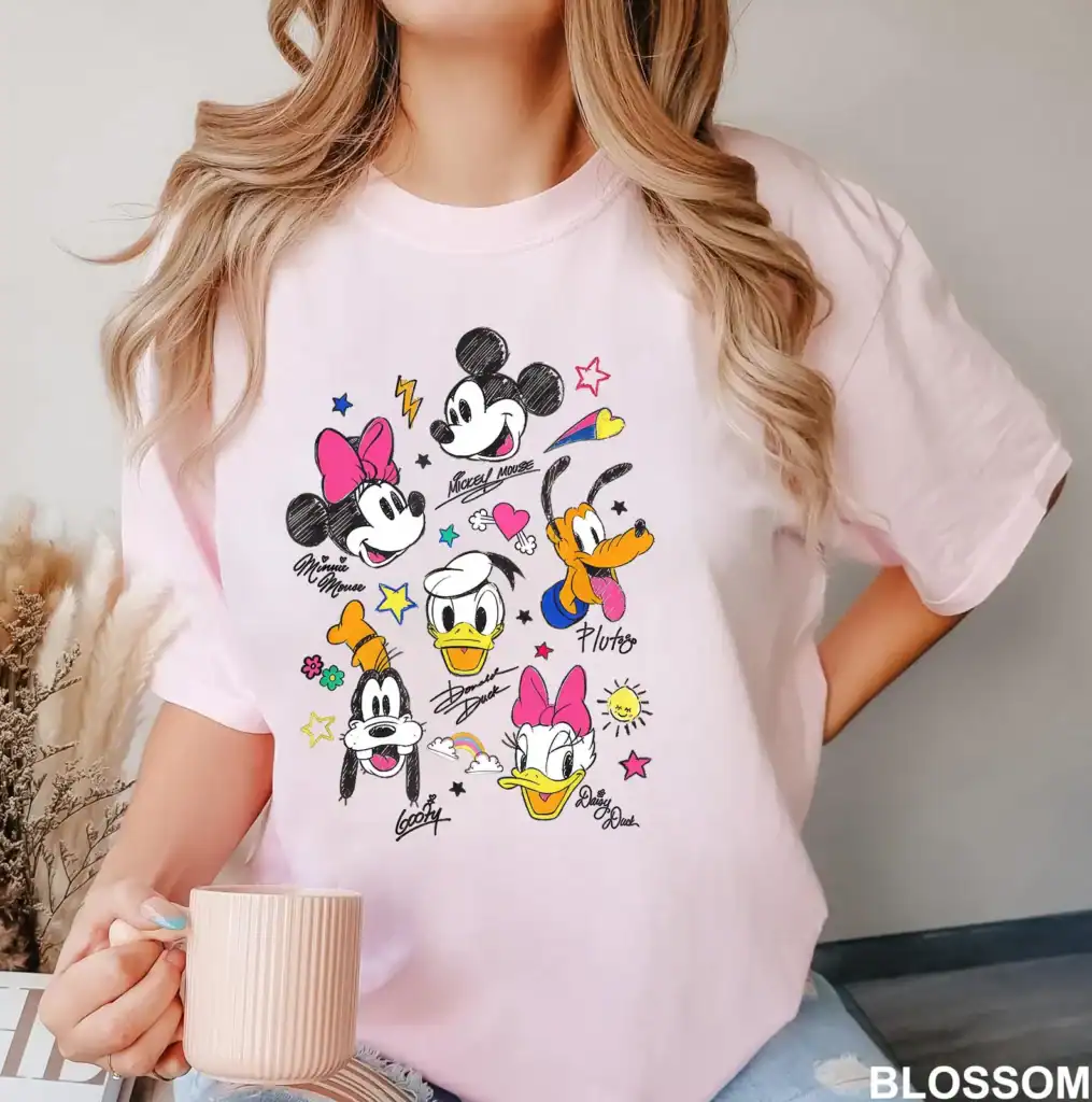 Disney Minnie Mouse and friends graphic T-shirt for women.