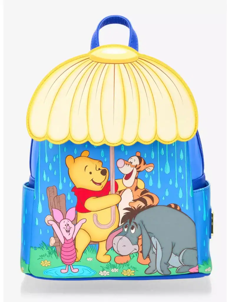 Winnie the Pooh backpack featuring Tigger, Piglet, Eeyore, and friends from Disney. Perfect for kids.