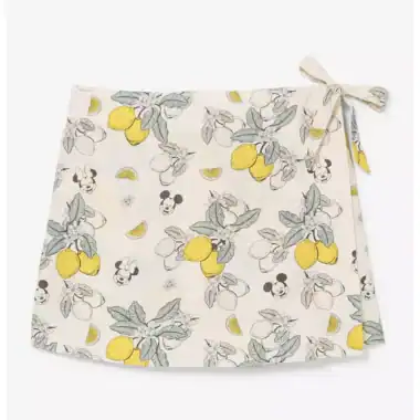 Bright Mickey Mouse and lemon pattern skirt with a side bow detail. Perfect Disney fashion for a fre.