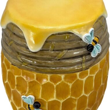 Honeycomb-themed children's stool with bee accents and a honey dripper design.