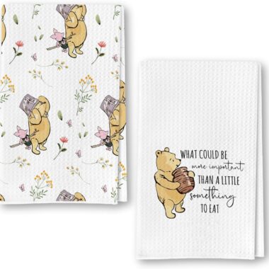 Winnie the Pooh notebook with floral design and inspiring quote about eating.