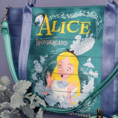 Alice in Wonderland tote featuring Disney character and whimsical design.